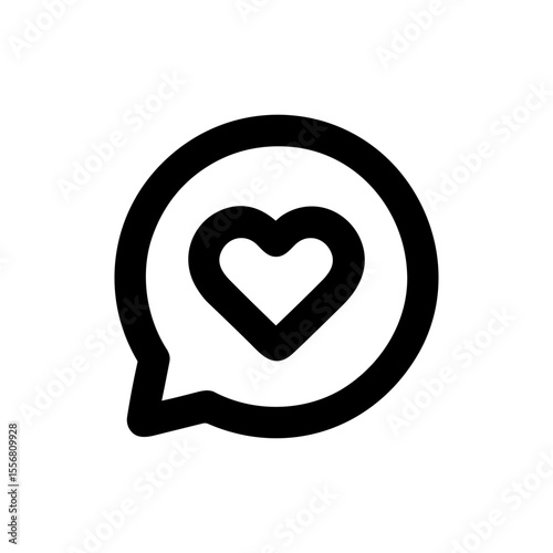 Outline Bold Heart in Speech Bubble Communication Icon Symbol