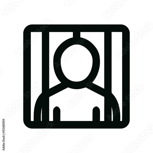 Minimalist Line Imprisoned Person In Jail Icon Shape Design Element