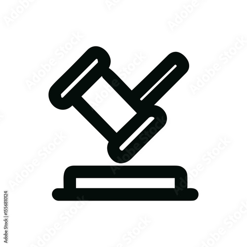 Minimalist Outline Style Gavel on Stand Law Symbol Isolated Icon