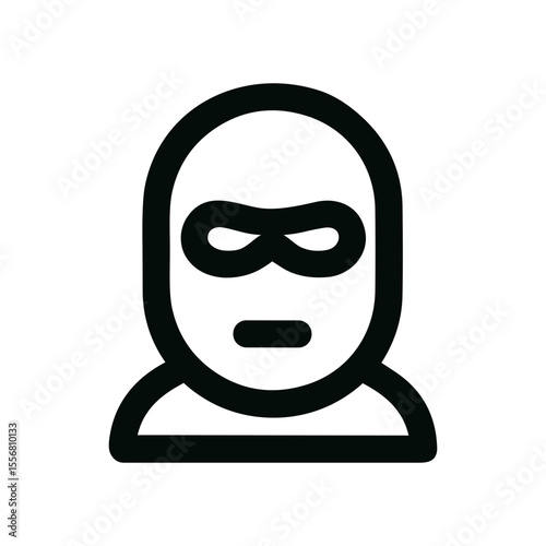 Simple Line Style Criminal Masked Person Outline Shape Icon