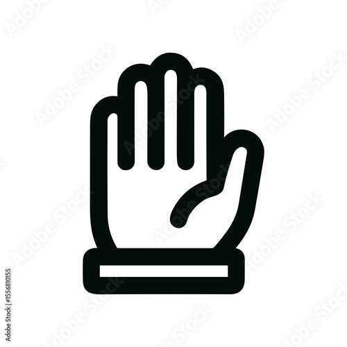 Bold Outline Isolated Hand Stop Gesture Protection Symbol Icon Sign