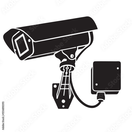 CCTV silhouette image on white background