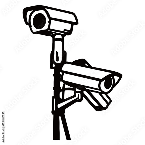 CCTV silhouette image on white background