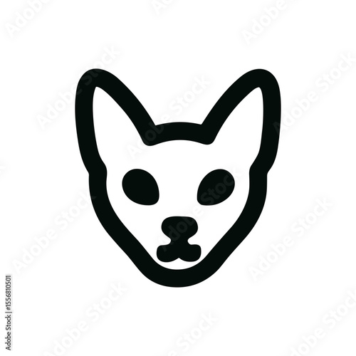 Minimalist Outline Cute Cat Face Symbol Shape Icon Element