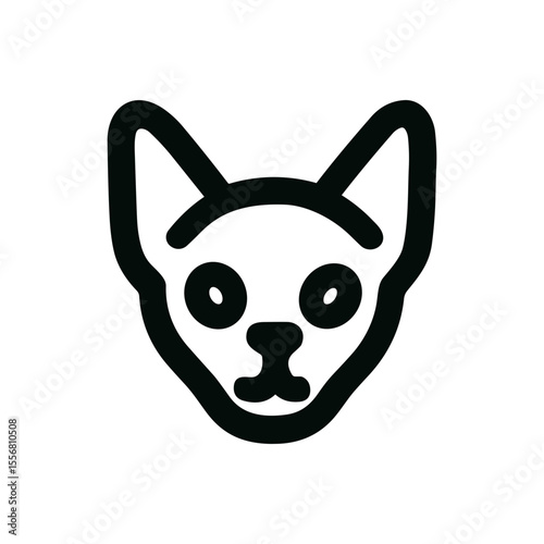 Simple Lineart Minimalist Cat Head Outline Cute Domestic Animal Icon