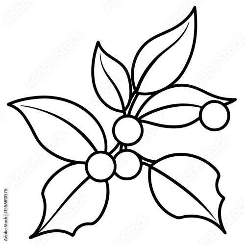 Festive Mistletoe Line Art Design