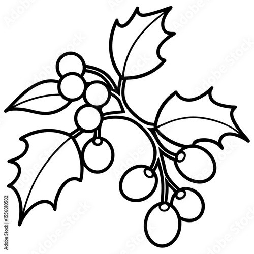 Festive Mistletoe Line Art Design
