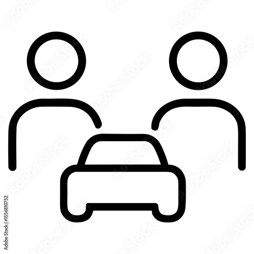Simple Outline People Car Sharing Icon for Transportation and Mobility