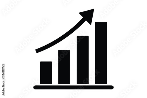 business Silhouette graph with arrow Marketing, and Business Goals
