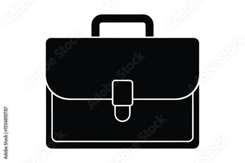 Black Silhouette Business briefcase isolated on white Background 
