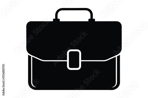 black Silhouette briefcase isolated on white Background 