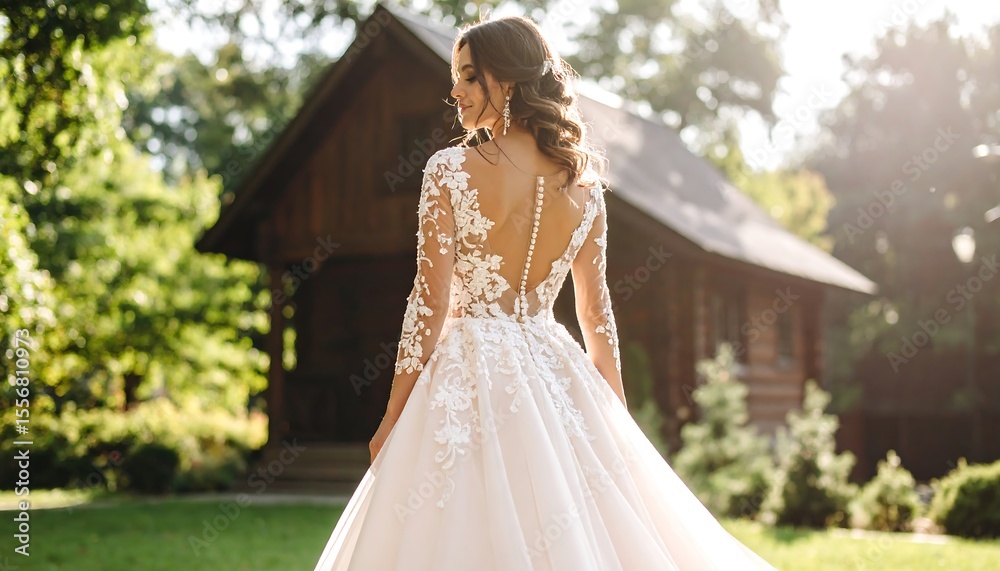 Fototapeta premium Bride in a wedding dress outdoors