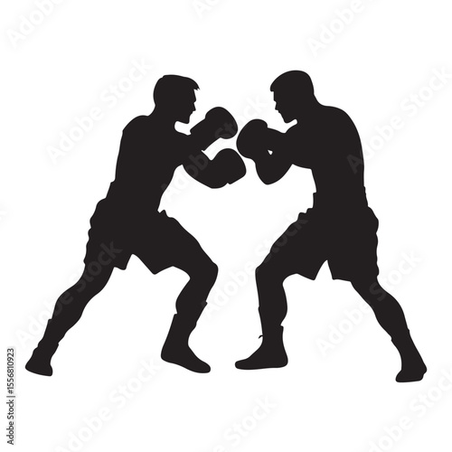 silhouette of athletes boxers vector