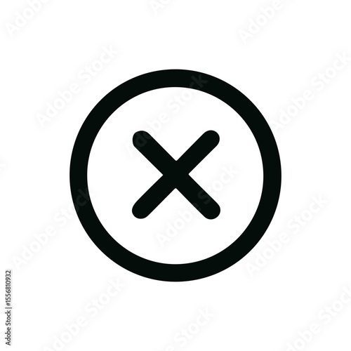 Simple Outline Circle Cross Mark Sign Shape Icon Symbol