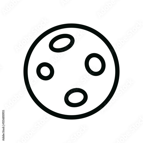 Minimal Outline Style Detailed Moon with Craters Shape Celestial Object