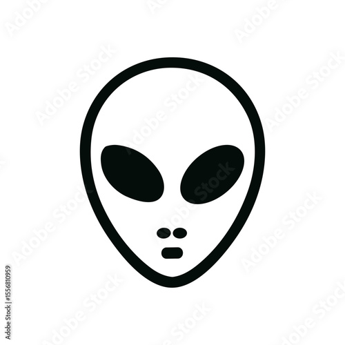 Simple Line Drawing Alien Head Face Extraterrestrial Creature Icon