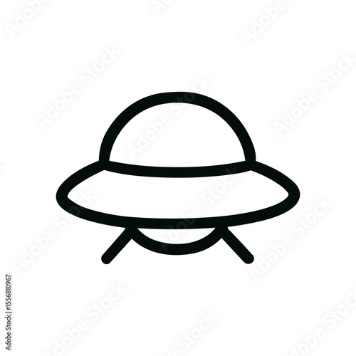 Simple Outline Spacecraft Spaceship UFO Drawing Icon Symbol Shape