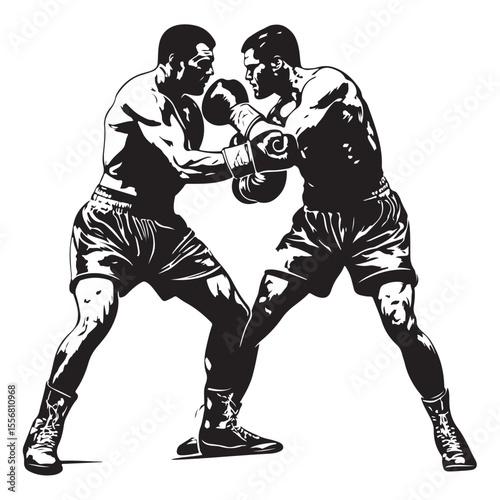 silhouette of athletes boxers vector
