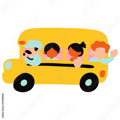 school bus vector art illustration, editable color and size eps file