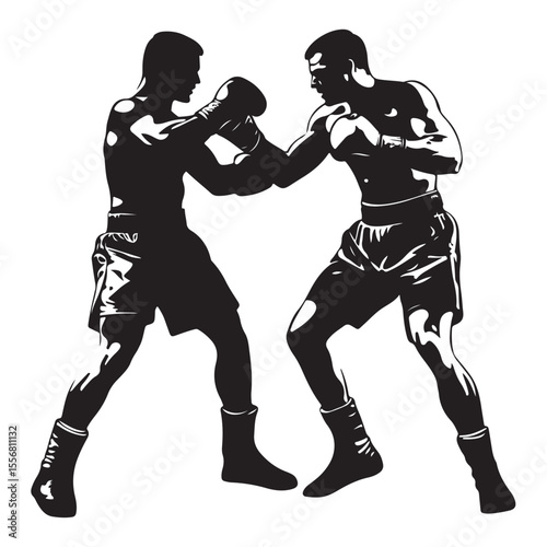 silhouette of athletes boxers vector