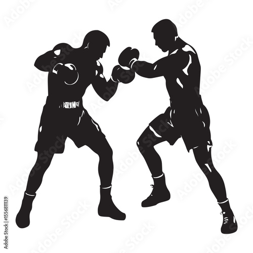silhouette of athletes boxers vector