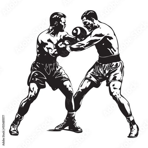 silhouette of athletes boxers vector