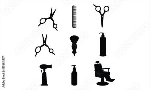 Haircut Equipment Silhouette Set