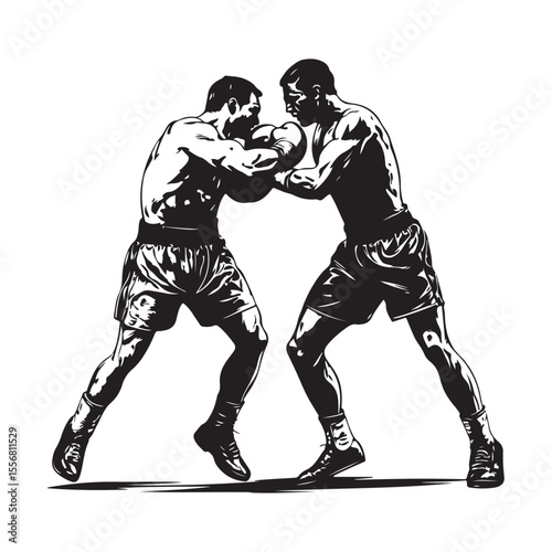 silhouette of athletes boxers vector