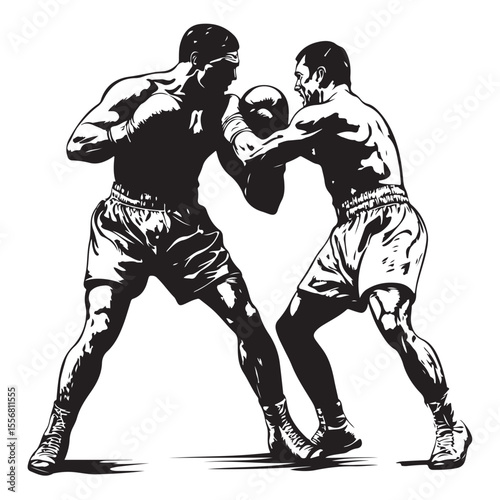 silhouette of athletes boxers vector