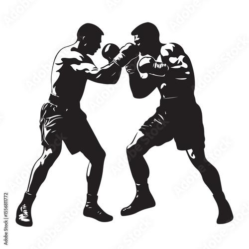 silhouette of athletes boxers vector