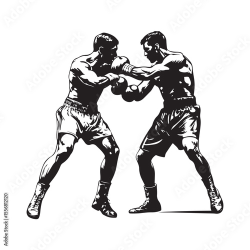 silhouette of athletes boxers vector