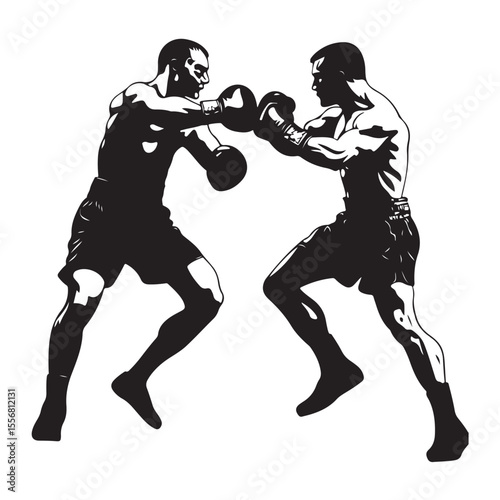silhouette of athletes boxers vector