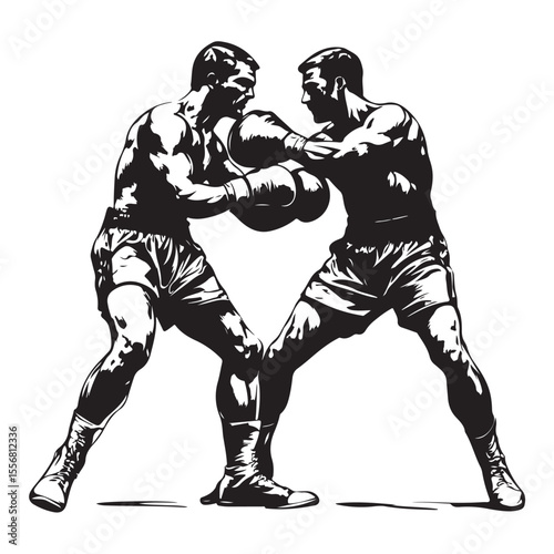 silhouette of athletes boxers vector
