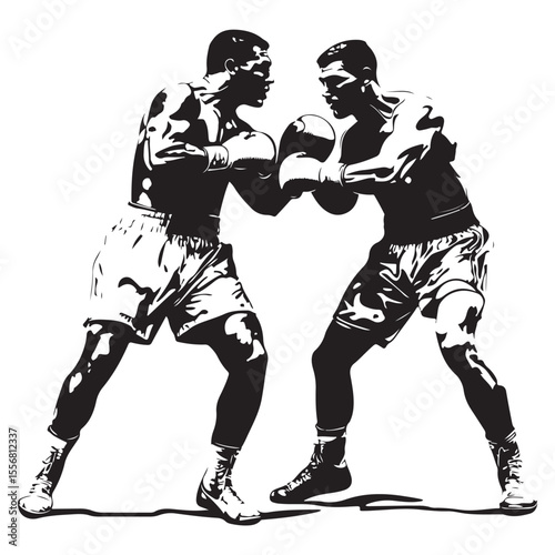 silhouette of athletes boxers vector