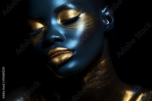 A stunning portrait embellished with luxurious gold dust, adding elegance and glamour to the artwork