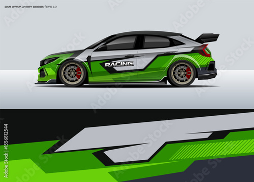 
Car wrap design vector. Abstract racing graphics universal with backround. Editable vector template