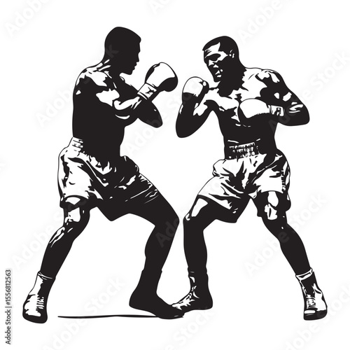 silhouette of athletes boxers vector