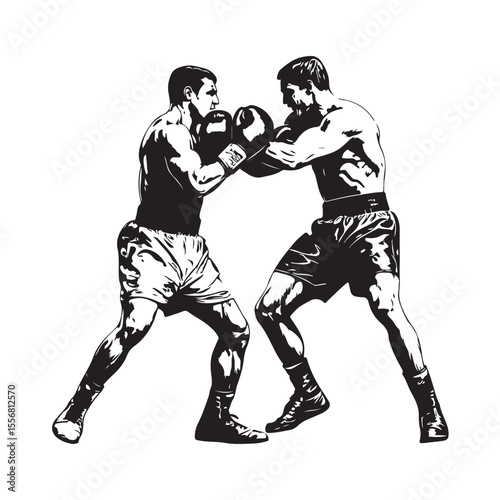 silhouette of athletes boxers vector