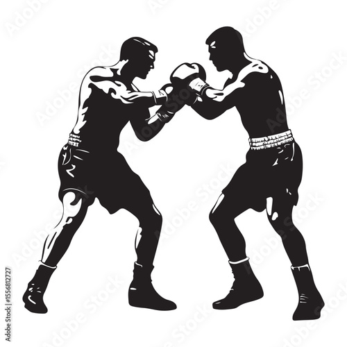 silhouette of athletes boxers vector