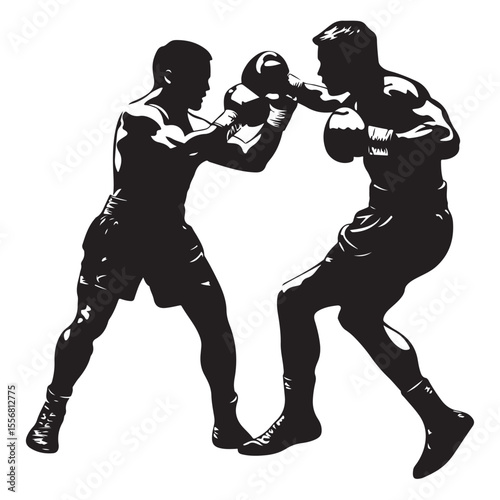 silhouette of athletes boxers vector