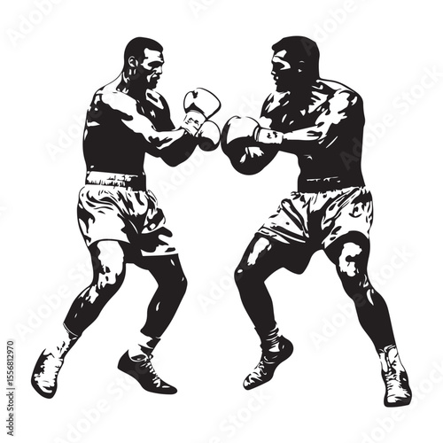 silhouette of athletes boxers vector