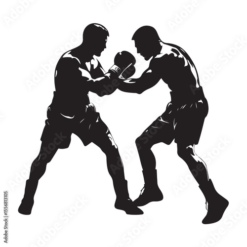 silhouette of athletes boxers vector
