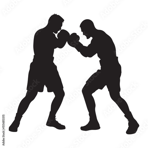 silhouette of athletes boxers vector