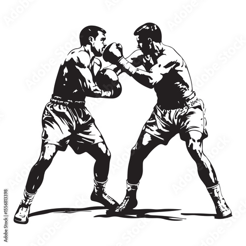 silhouette of athletes boxers vector