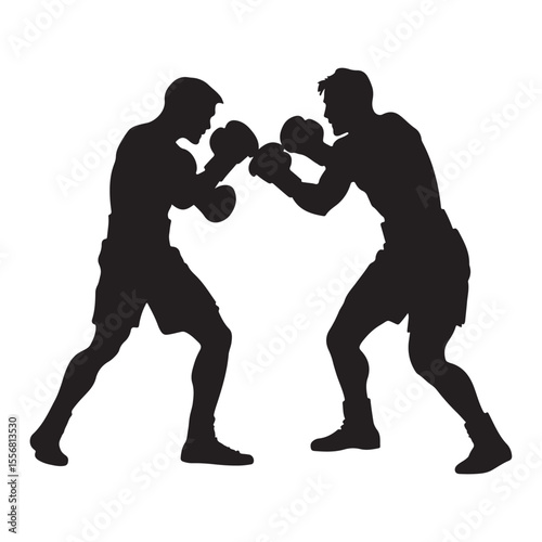 silhouette of athletes boxers vector