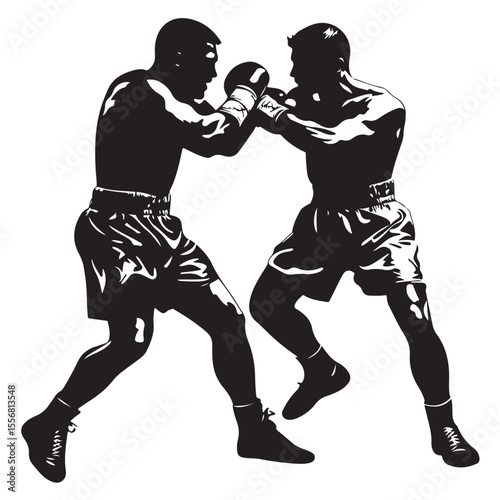 silhouette of athletes boxers vector