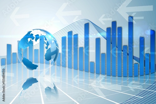 Global business graphic in blue
