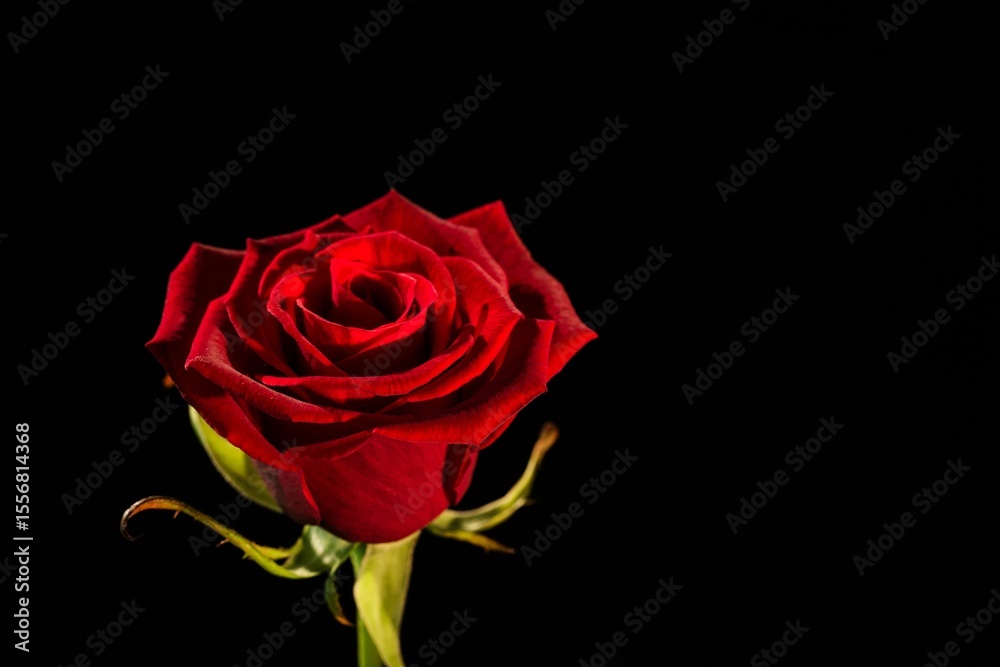 Fototapeta premium Close-up of red rose against black background
