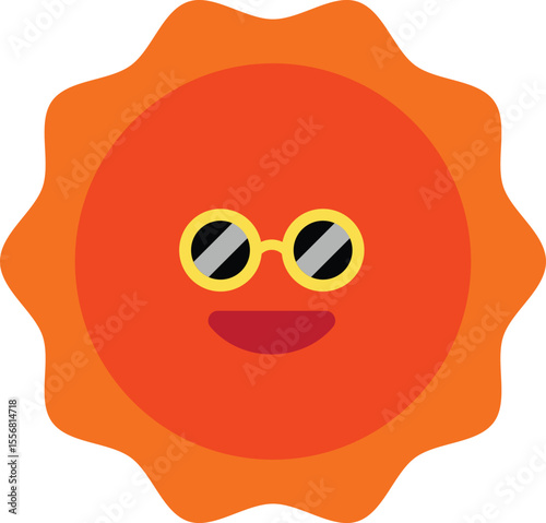 Vector illustrations of the sun with sunglasses representing heatwave and public health concerns. Ideal for materials on heat illness prevention, UV exposure, and summer health warnings.