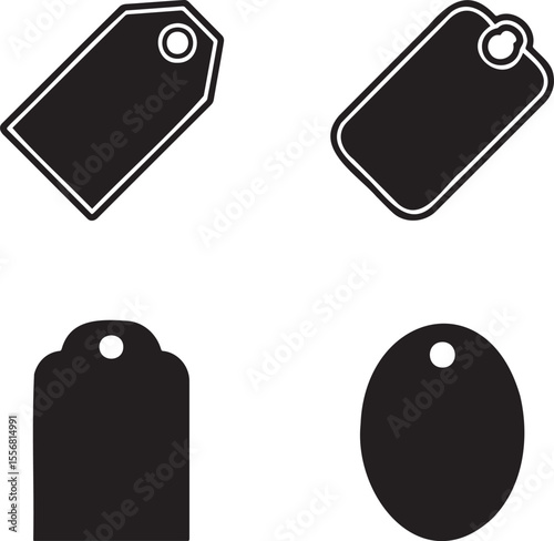 Price Tag silhouette set vector illustration isolated On Transparent Background